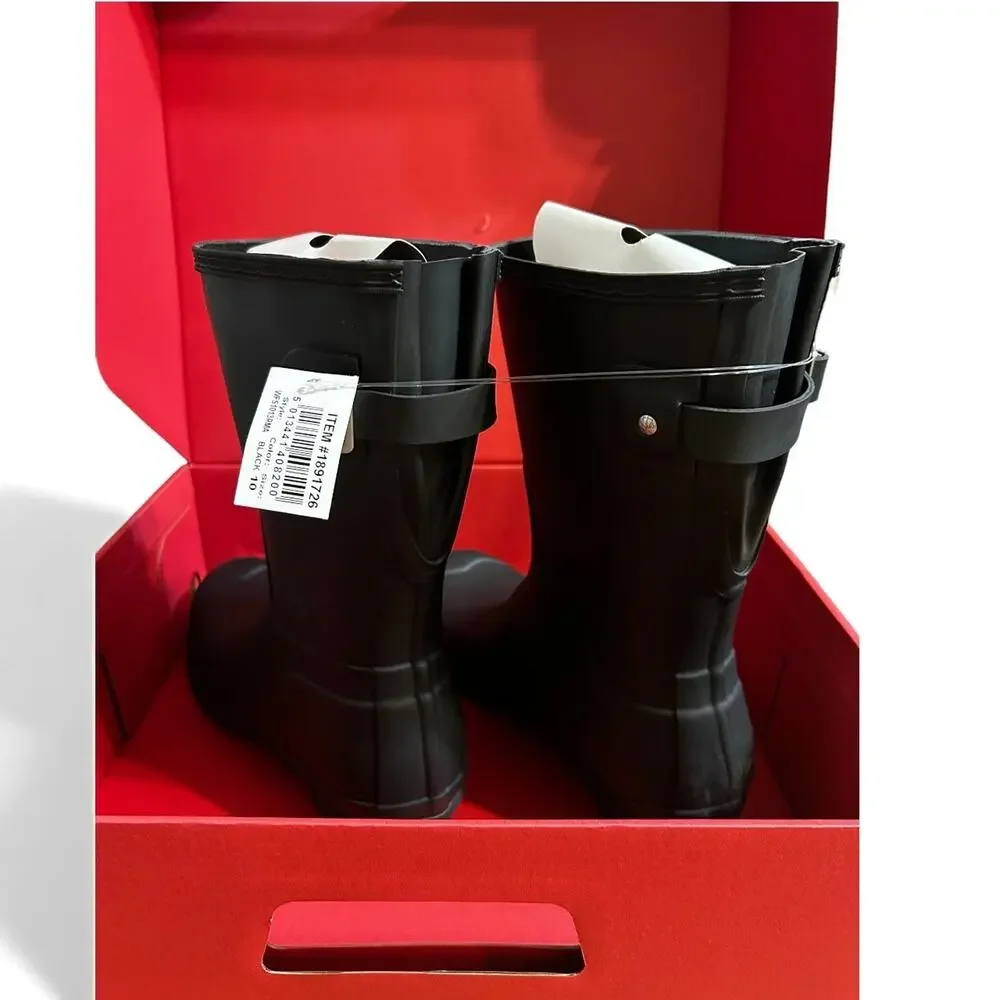 Hunter Women's Original Short Back Adjustable Rain Boot Black Size 10